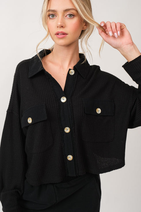 ADA CROP WAFFLE JACKET